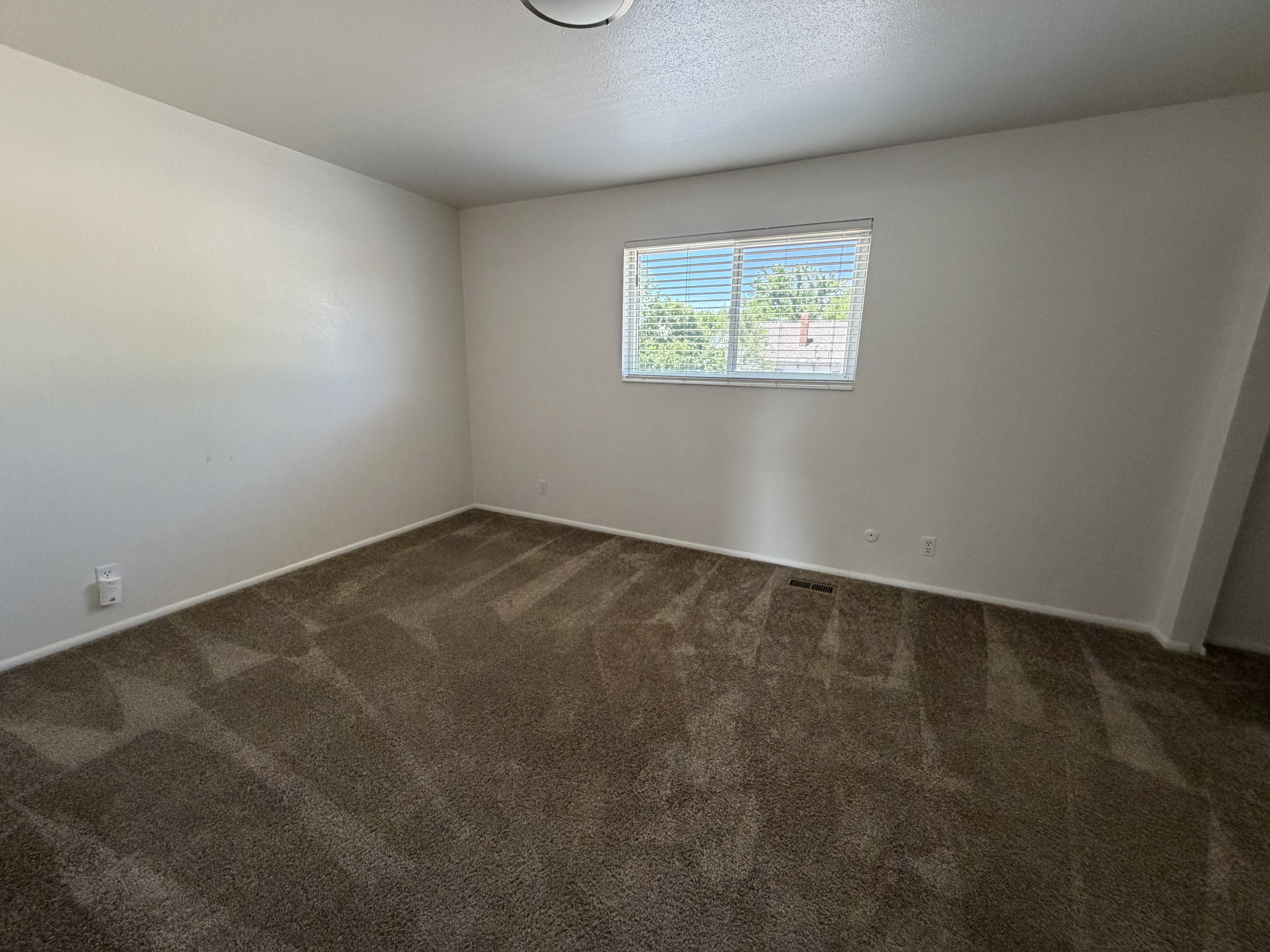 Bright bedroom with large window